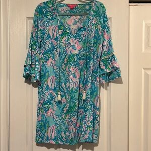 Lilly Pulitzer Blue and Pink Mini Dress Size Small 🩷🩵